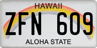 HI license plate ZFN609