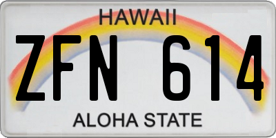 HI license plate ZFN614