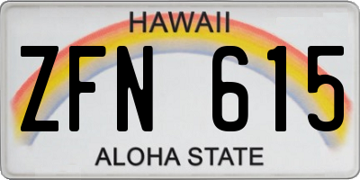 HI license plate ZFN615