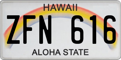 HI license plate ZFN616