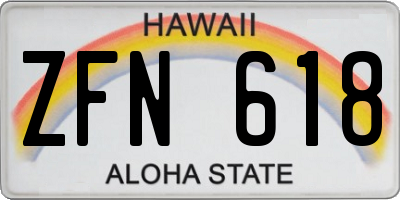 HI license plate ZFN618