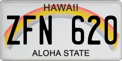 HI license plate ZFN620