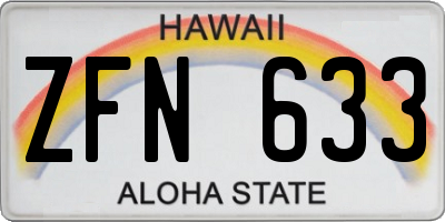 HI license plate ZFN633