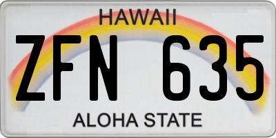 HI license plate ZFN635