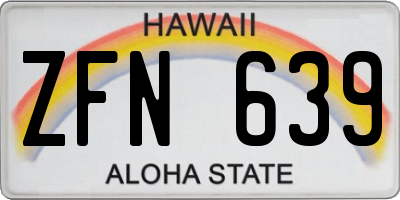 HI license plate ZFN639