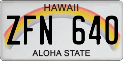 HI license plate ZFN640
