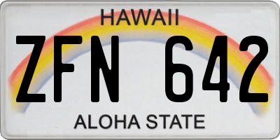 HI license plate ZFN642