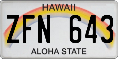 HI license plate ZFN643