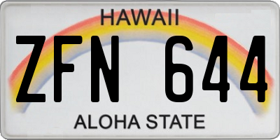 HI license plate ZFN644