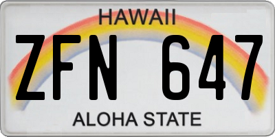 HI license plate ZFN647
