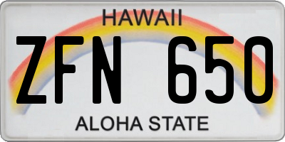 HI license plate ZFN650
