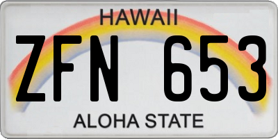 HI license plate ZFN653