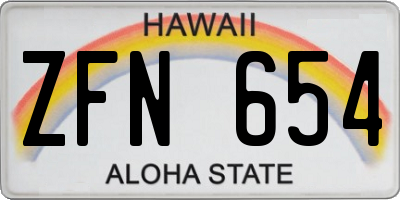 HI license plate ZFN654