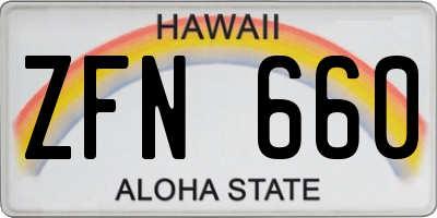 HI license plate ZFN660
