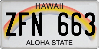 HI license plate ZFN663
