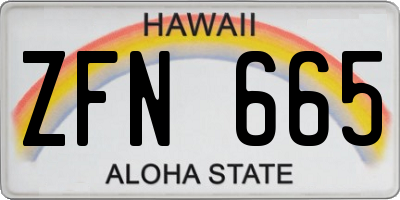 HI license plate ZFN665