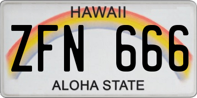 HI license plate ZFN666
