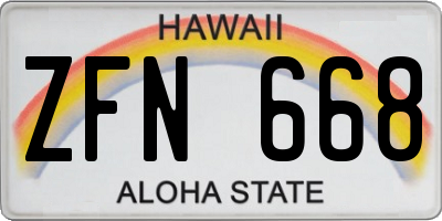 HI license plate ZFN668