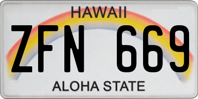 HI license plate ZFN669