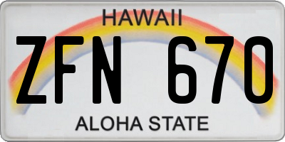 HI license plate ZFN670