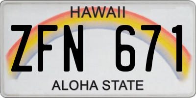 HI license plate ZFN671