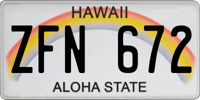 HI license plate ZFN672