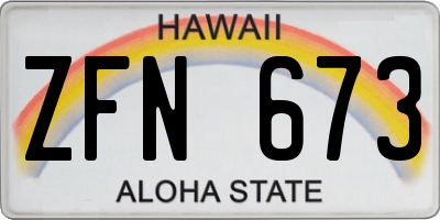 HI license plate ZFN673