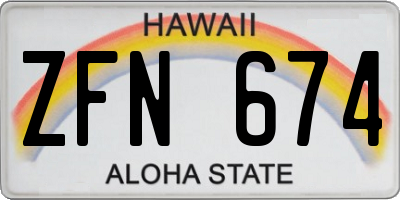HI license plate ZFN674