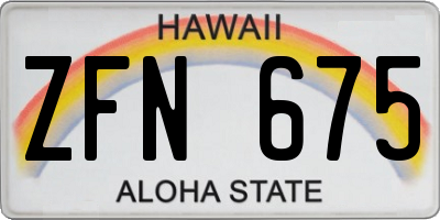 HI license plate ZFN675