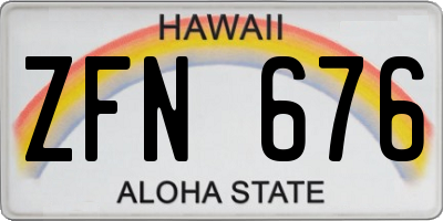 HI license plate ZFN676