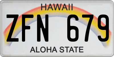HI license plate ZFN679