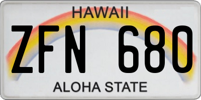HI license plate ZFN680