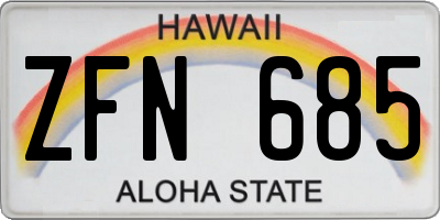 HI license plate ZFN685