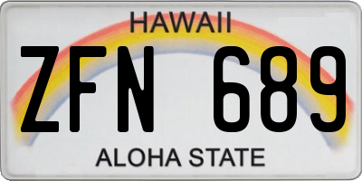 HI license plate ZFN689