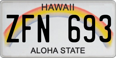 HI license plate ZFN693