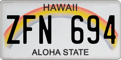 HI license plate ZFN694