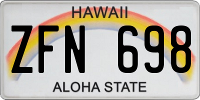 HI license plate ZFN698