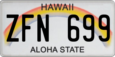 HI license plate ZFN699
