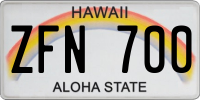 HI license plate ZFN700