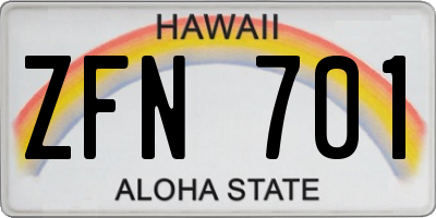 HI license plate ZFN701