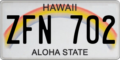 HI license plate ZFN702
