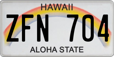 HI license plate ZFN704