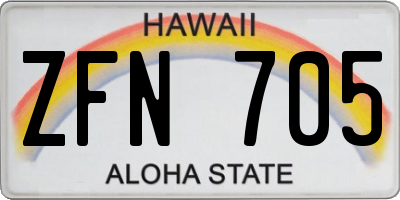 HI license plate ZFN705