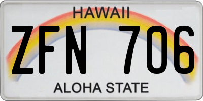 HI license plate ZFN706