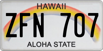 HI license plate ZFN707
