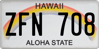 HI license plate ZFN708