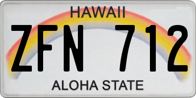 HI license plate ZFN712