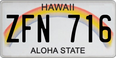 HI license plate ZFN716
