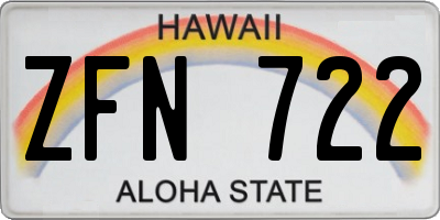 HI license plate ZFN722