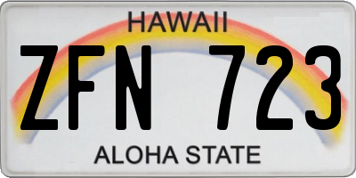 HI license plate ZFN723